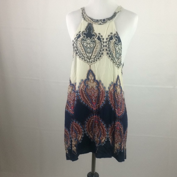 Tops - Boho summer halter top Navy blue to cream ombre XL